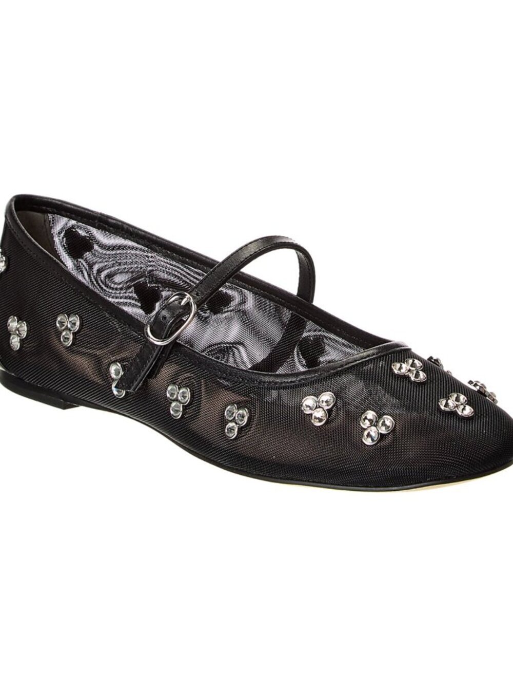 Stuart Weitzman Tammy Mesh & Leather Mary Jane Ballet Flats in Black Sz 8 $495